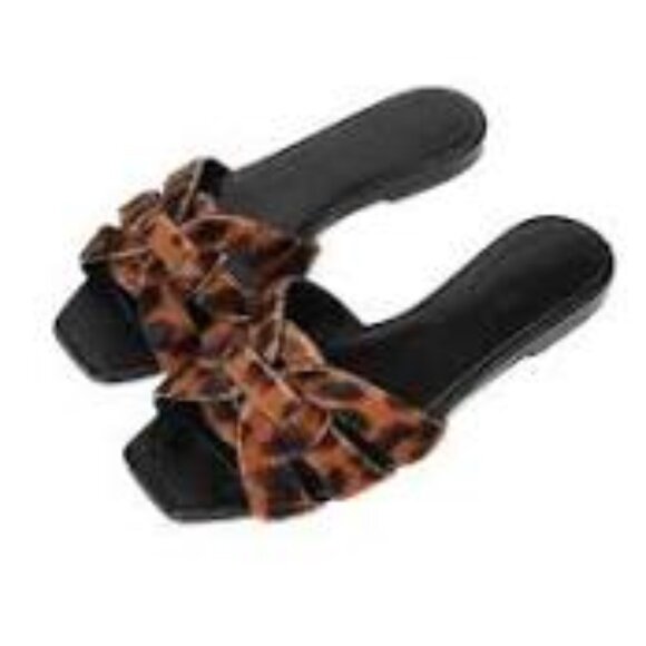 Saint Laurent Leopard Print Tribute Sandals - Picture 1 of 8